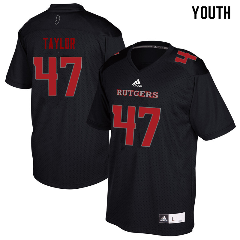Youth #47 Bill Taylor Rutgers Scarlet Knights College Football Jerseys Sale-Black